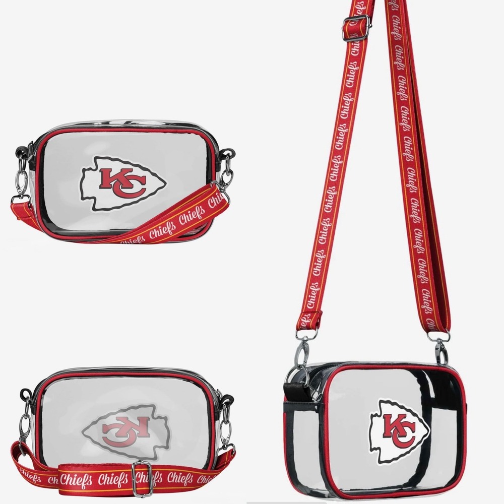 Kansas City Chiefs Clear Crossbody Camera Bag NFL Stadium FOCO Red Strap NEW NWT